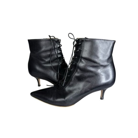 Gianvito Rossi Morganne 55 Black Calf Lace-Up Booties 36 / 6 US Pointed Toe - Picture 5 of 14